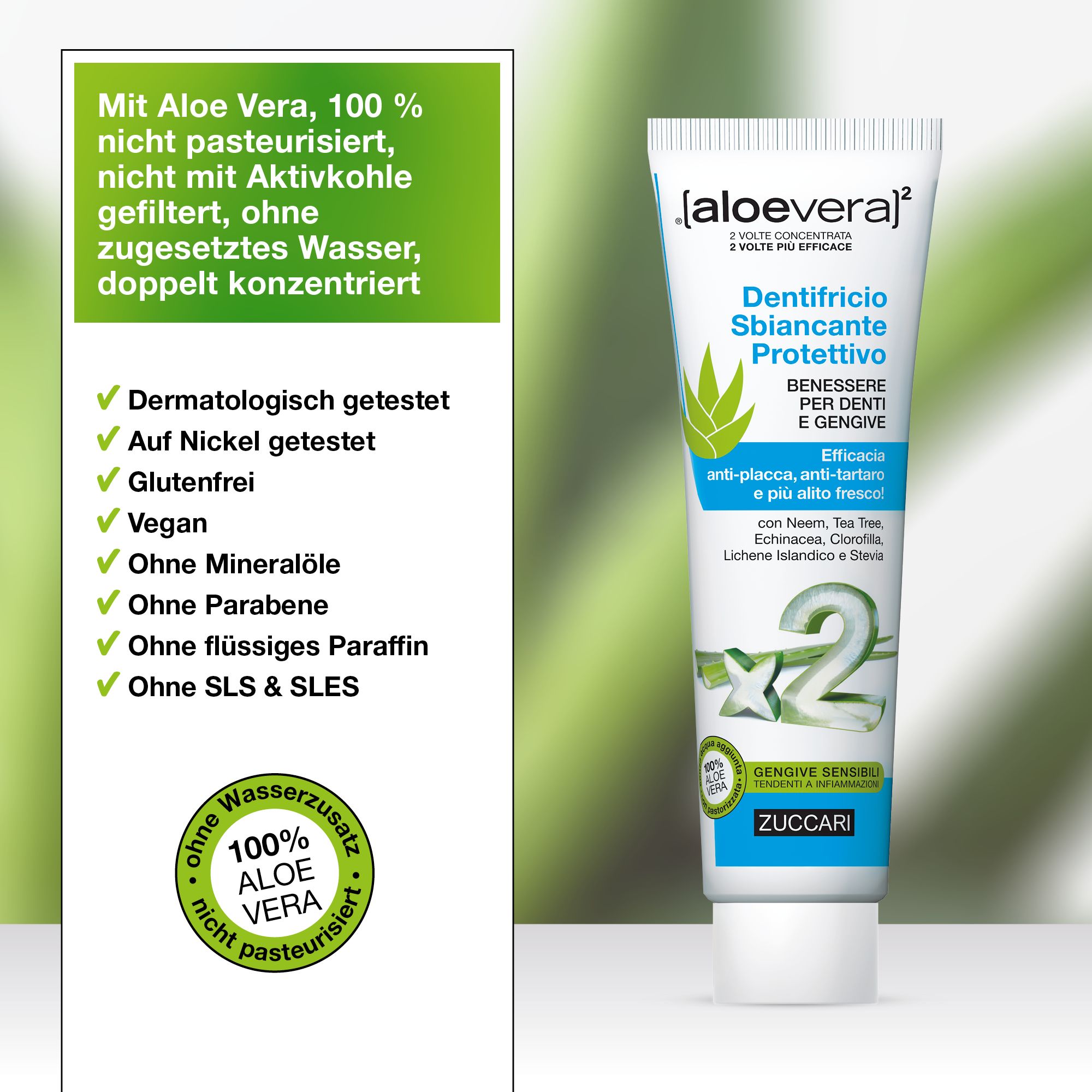 ZUCCARI [aloevera]2 schützende Whitening Zahnpasta