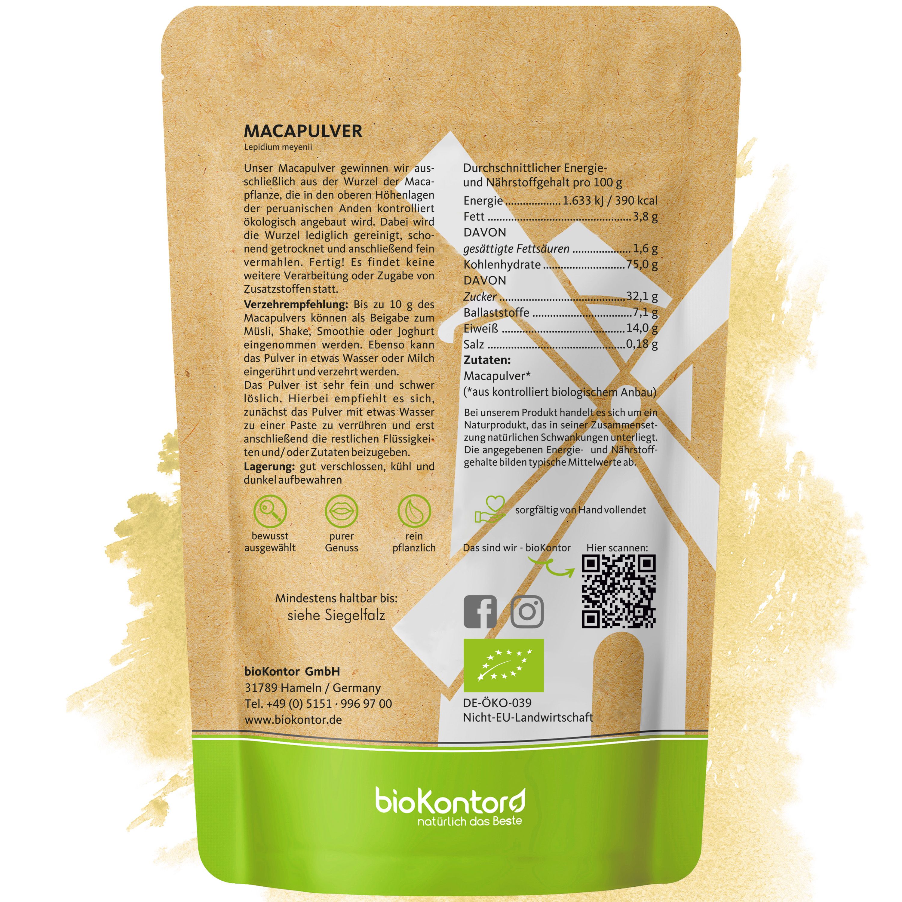 Vianoa Kollagen Peptide Pulver in hellgrüner Verpackung, daneben ein Löffel und eine Schale mit Pulver.