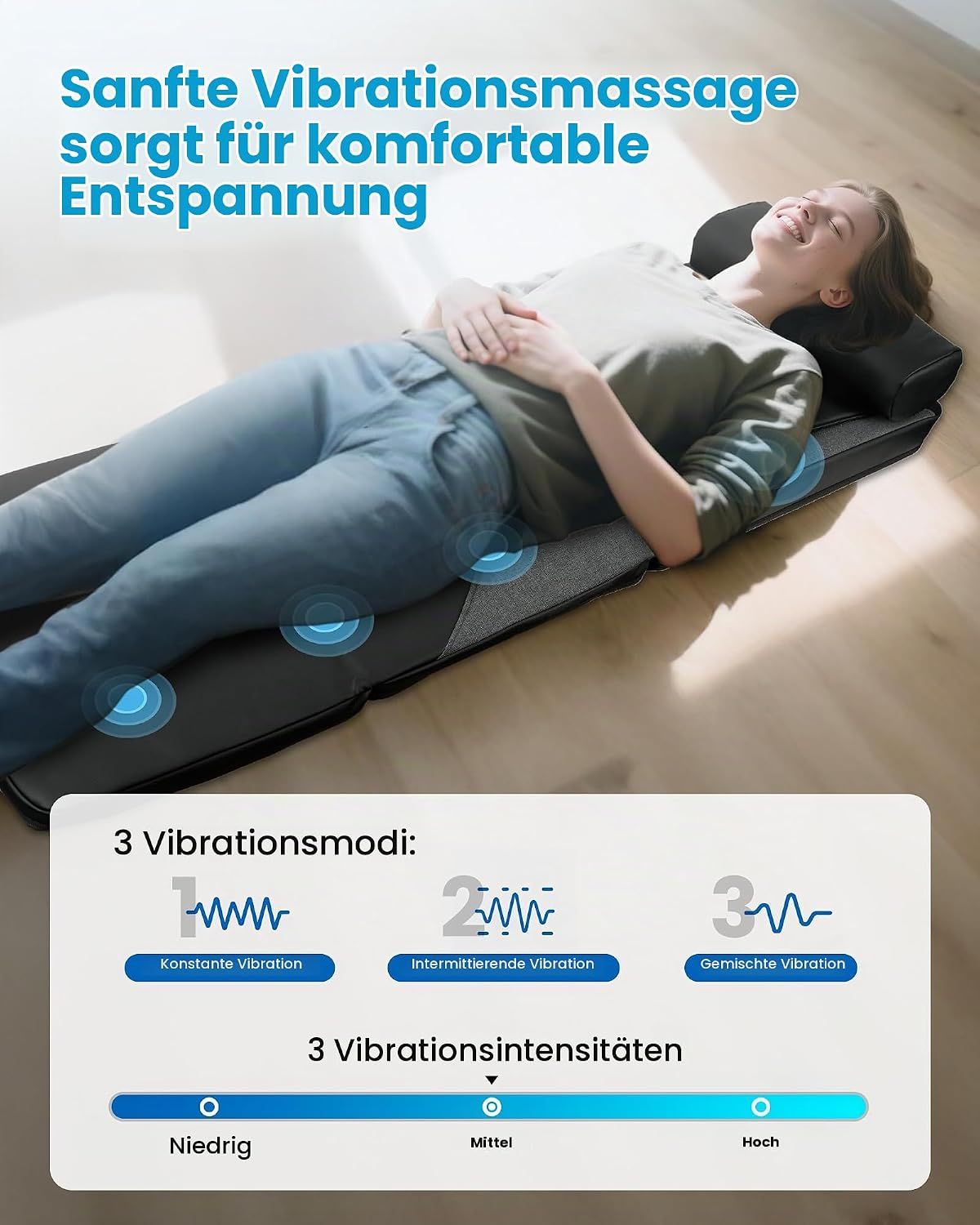 Massagegerät mit abnehmbarem D-Griff und Snap-Lock-Verbindung.