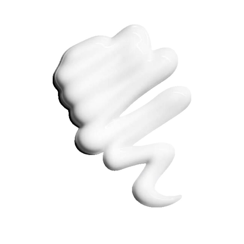 Weißes Produkt, wellenförmig auf weißem Hintergrund. Konsistenz: cremig.