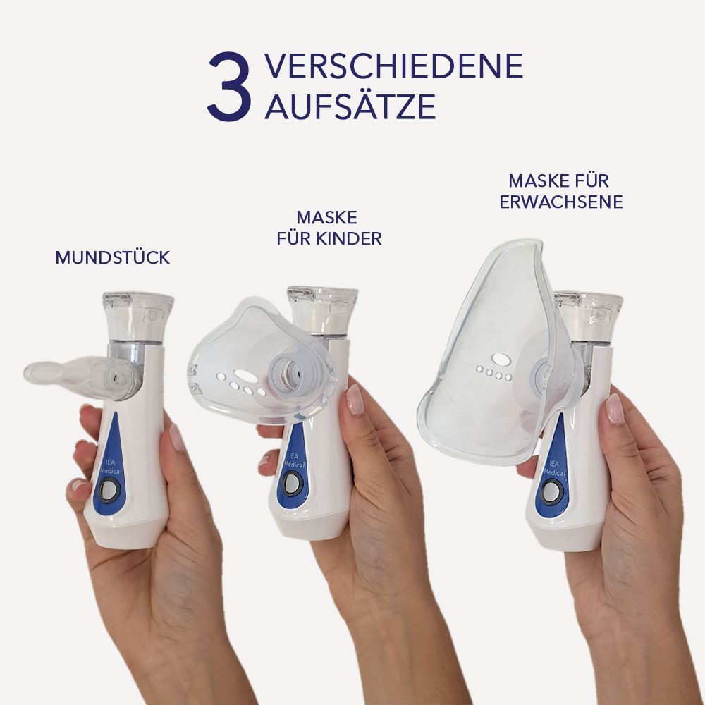 IEA Medical Inhalator + Kochsalzlösung + Ersatzmasken für Kinder und Erwachsene