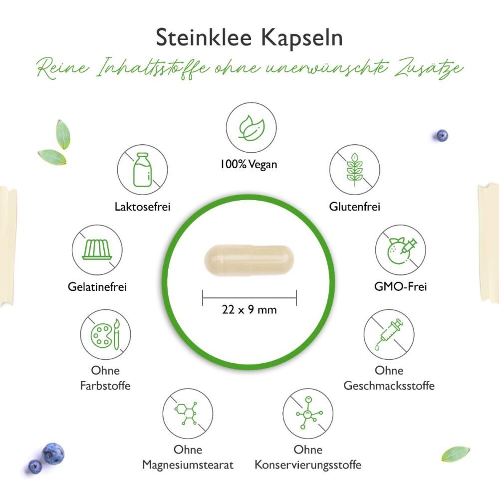 Nahaufnahme einer Kapsel mit Text: 22 x 9 mm, 100% Vegan, Laktosefrei, Glutenfrei, Gelatinefrei, Ohne Farbstoffe, Ohne Geschmacksstoffe, Ohne Magnesiumstearat, Ohne Konservierungsstoffe.