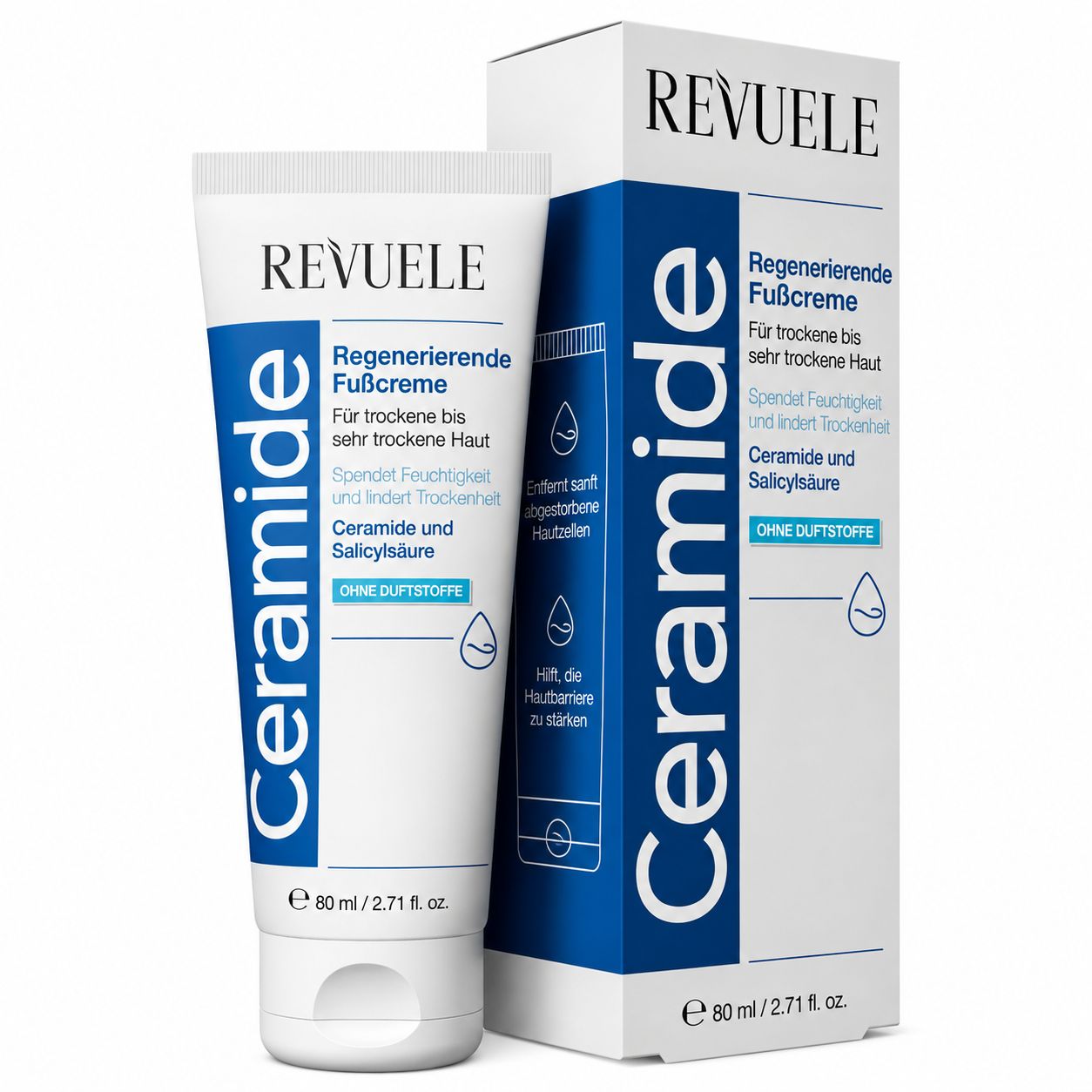Revuele Fußcreme mit Ceramid und Salicylsäure, 80 ml.