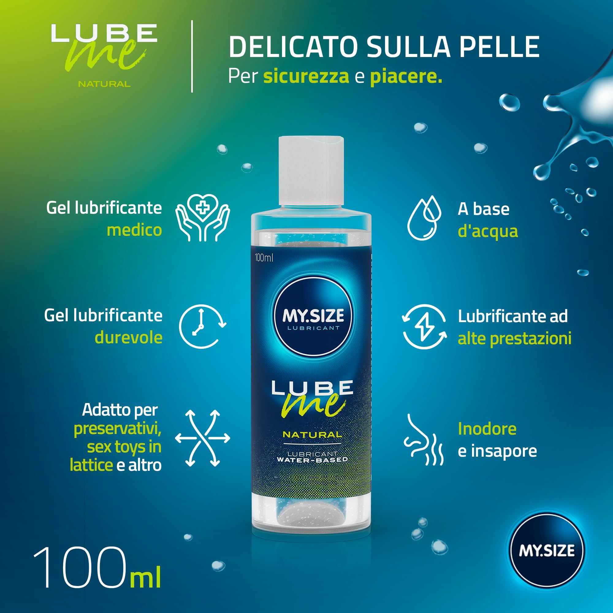 My.Size Lube Me Natural Gleitgel, 100ml. Wasserbasiert, sanft zur Haut.