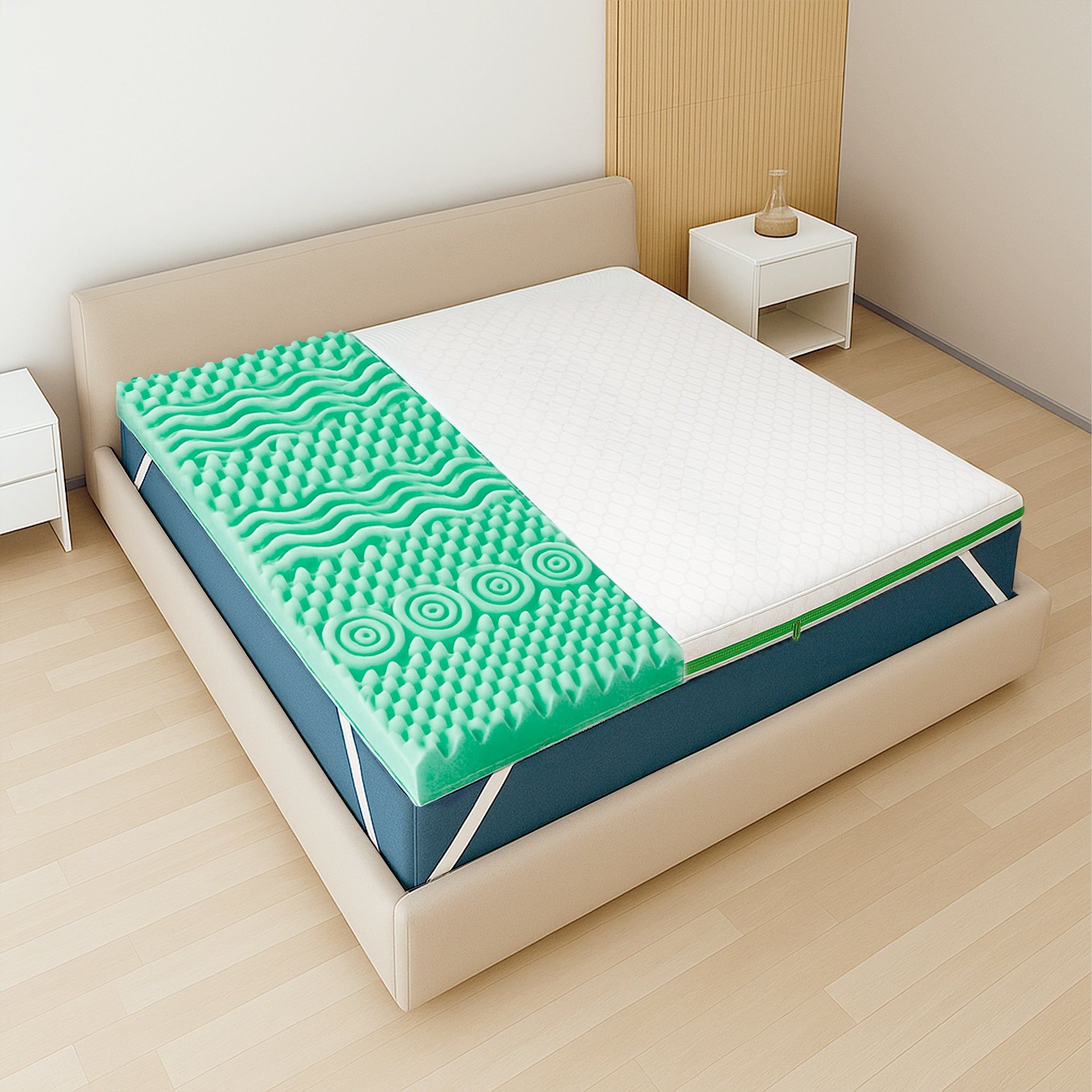 The White Stone Matratzentopper 120x190 aus Memory Schaum mit 9 Zonen | Höhe 5 cm