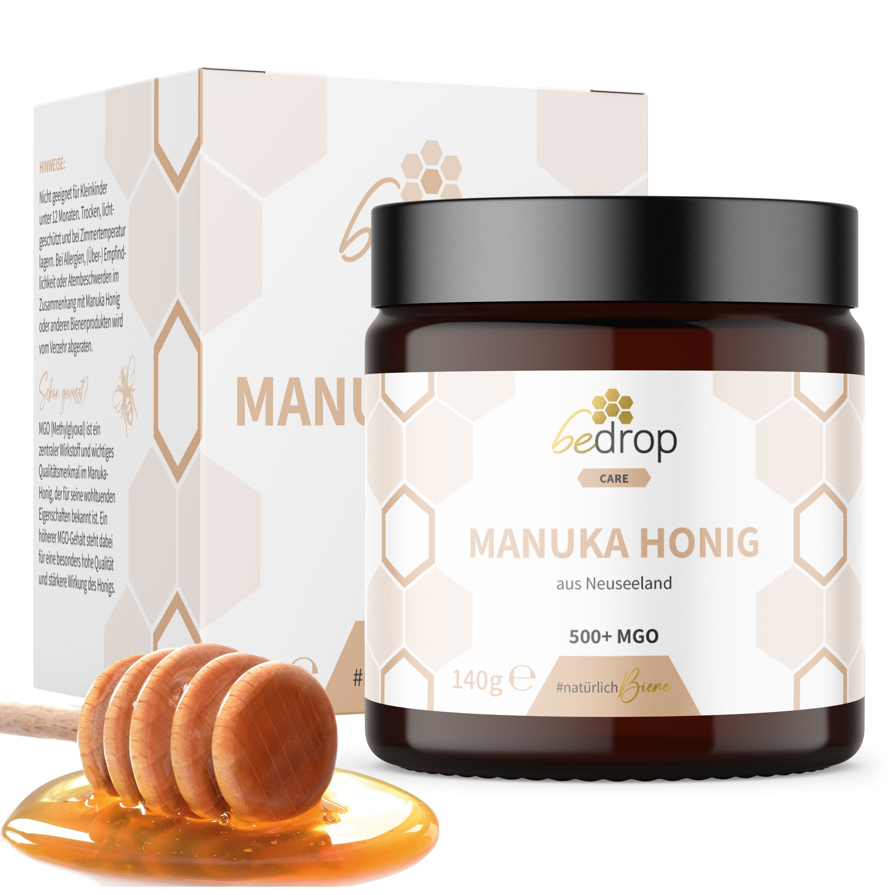 bedrop Vorteilsset: Manuka Honig mit MGO 500+ (zertifiziert) im 3er Set