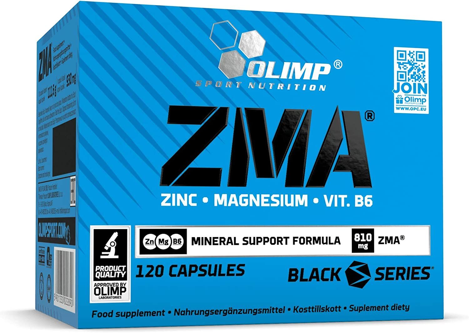 Olimp ZMA Kapseln, 120 Stück. Mineral Support Formula mit Zink, Magnesium und Vitamin B6.
