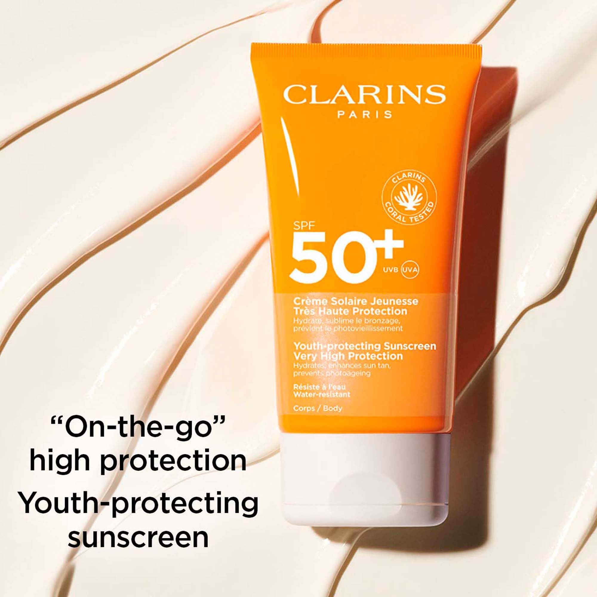 Clarins Youth Protecting Sunscreen SPF50+ Sonnenmilch für den Körper, 150 ml