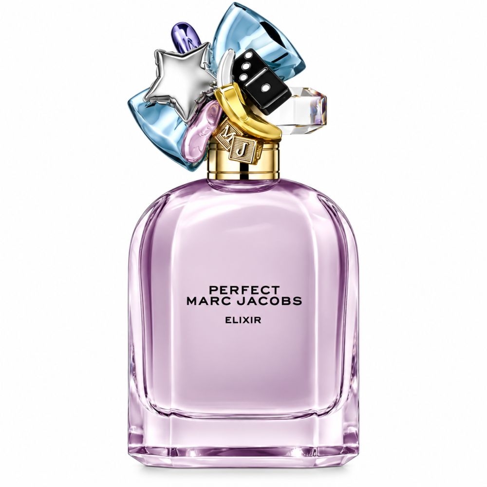 Marc Jacobs Perfect Elixir Eau de Parfum Flakon mit verspieltem Verschluss.