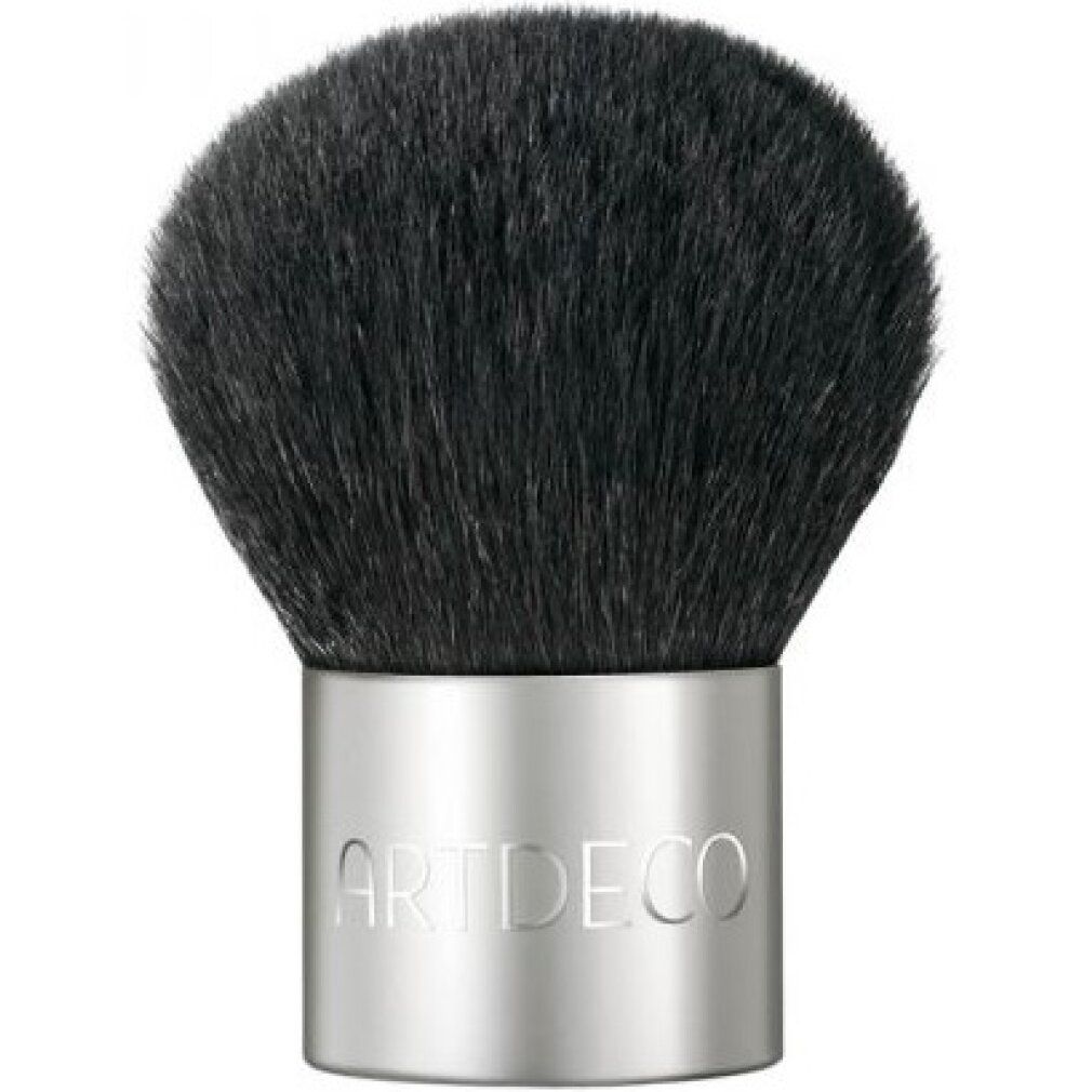 Puderpinsel mit schwarzem Haar und silberfarbenem Griff. "ARTDECO" ist auf dem Griff zu sehen.