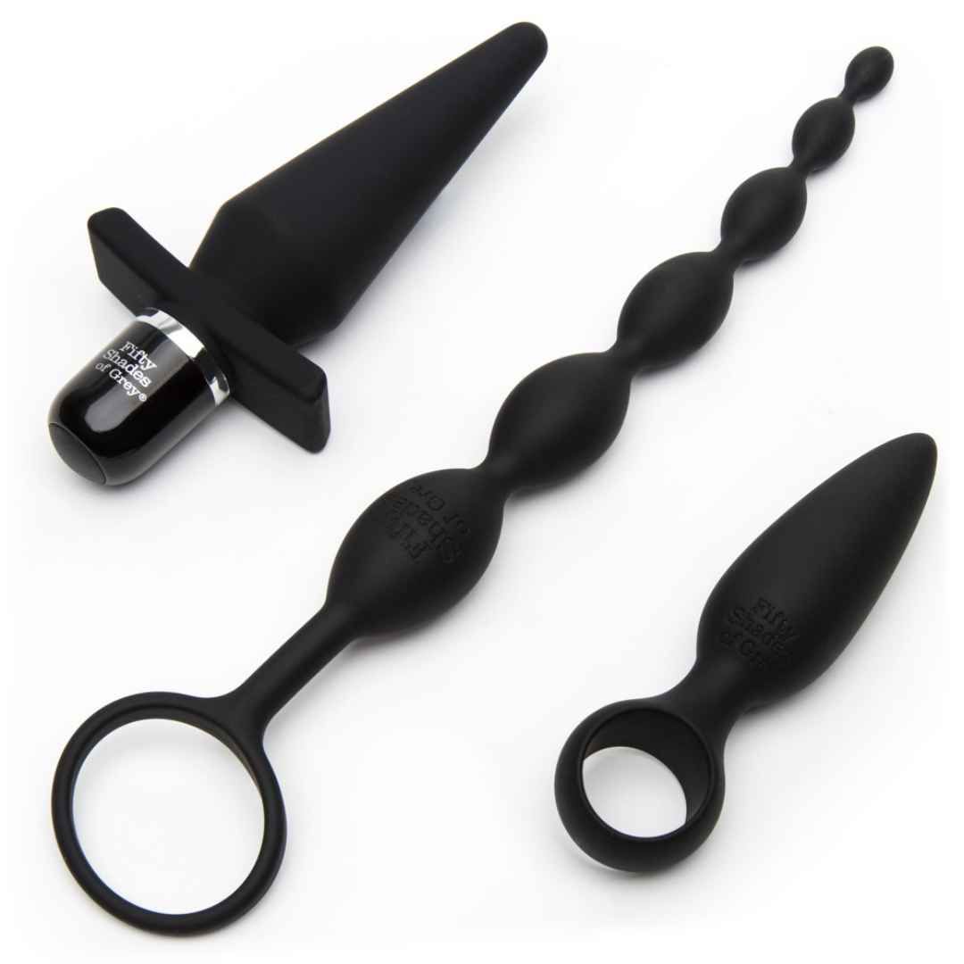 Set „Pleasure Overload Take it Slow“ | Analdusche, Analkette, Vibro-Analplug |  Fifty Shades of Grey