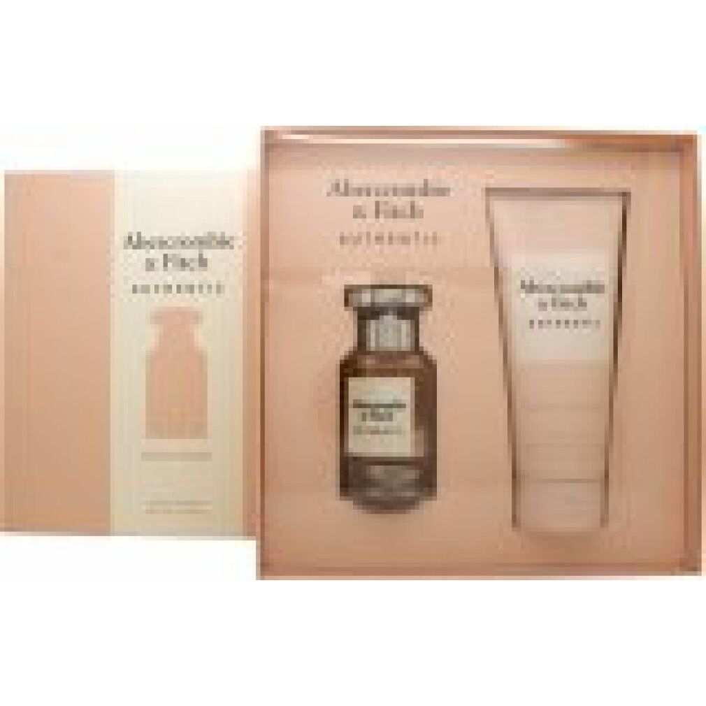 Geschenkset mit Eau de Parfum und Bodylotion. Rechteckige Verpackung mit Logo. Flakon und Tube im Inneren.