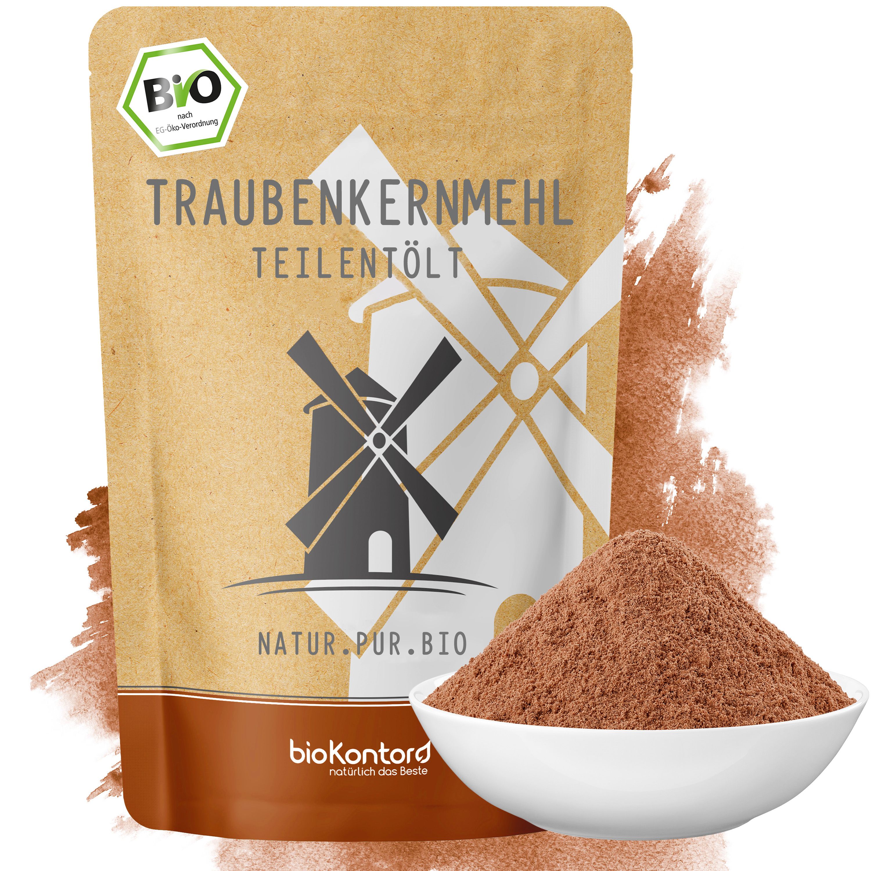 Rückseite einer Packung Leinsamenmehl mit Nährwertangaben und Bio-Siegel.