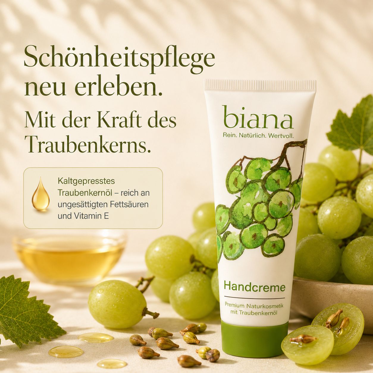 biana Handcreme – Premium Naturkosmetik mit Traubenkernöl OPC