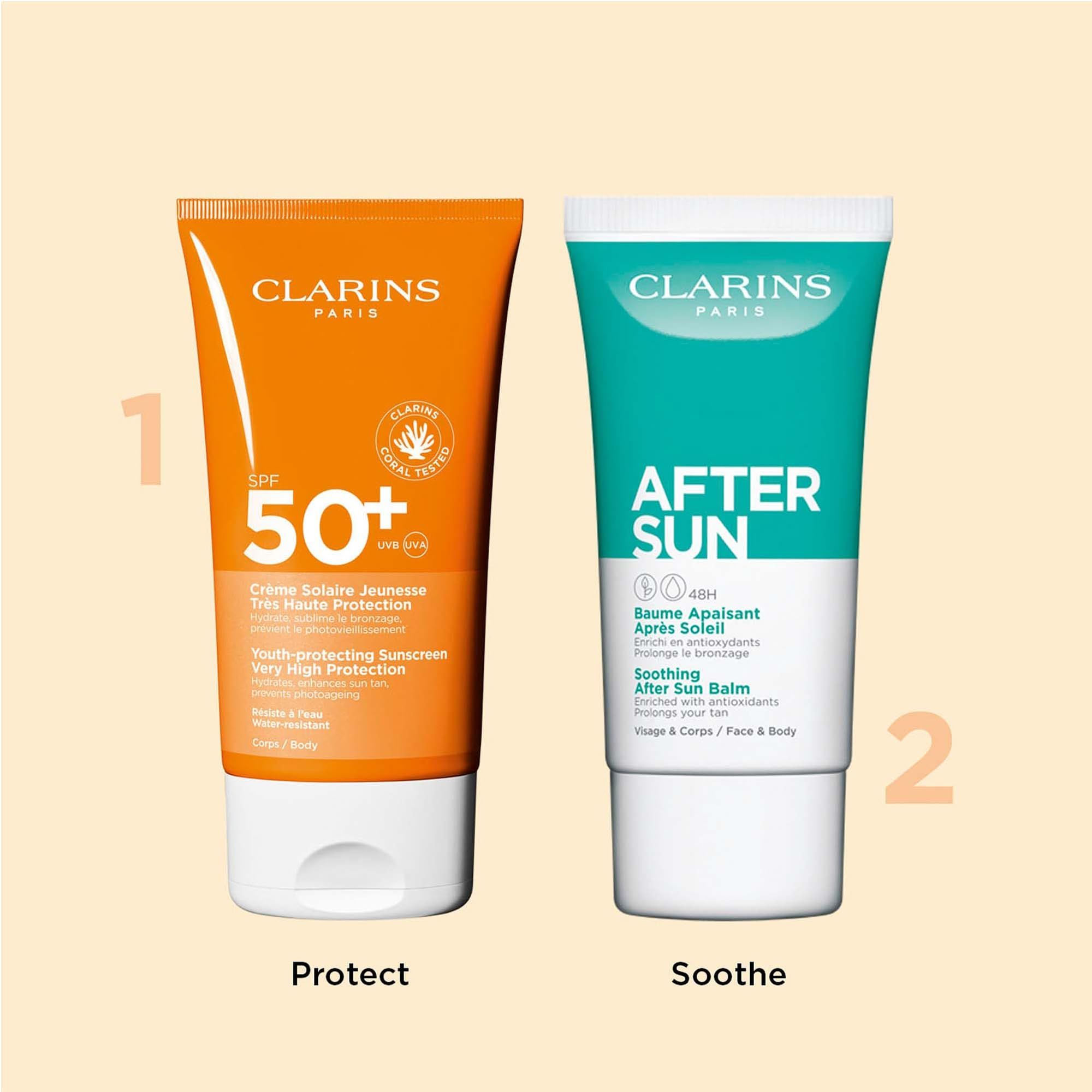 Clarins Youth Protecting Sunscreen SPF50+ Sonnenmilch für den Körper, 150 ml