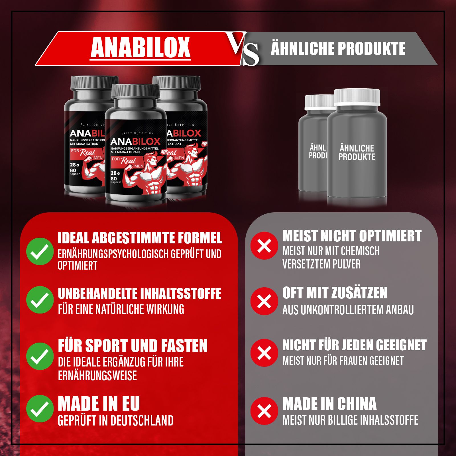Saint Nutrition® | Anabilox Kapseln | Muskelaufbau mit Maca Extrakt