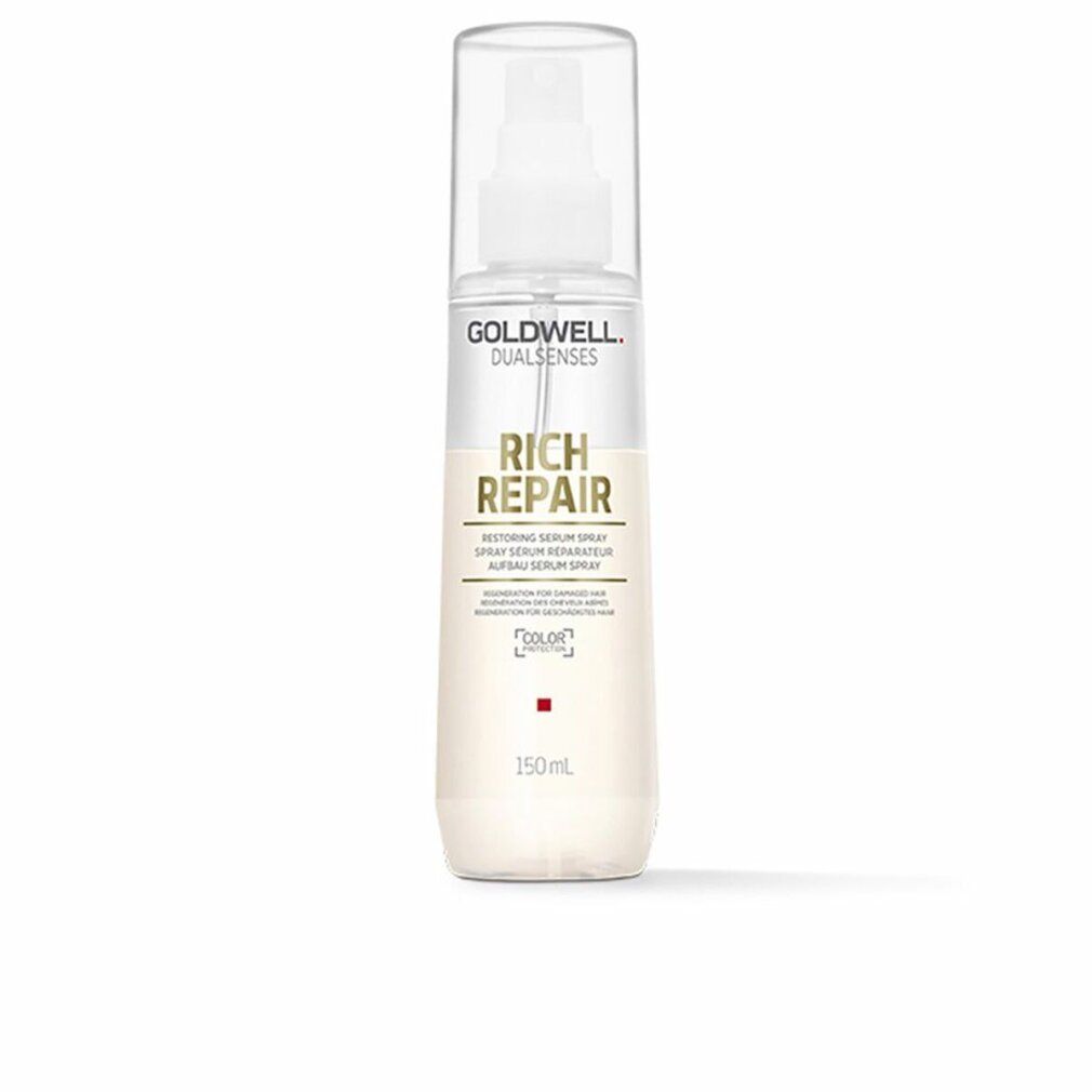 Goldwell Dualsenses Rich Repair Serum Spray. Flasche mit Sprühkopf. Text: Rich Repair, 150 ml. Farbschutz-Symbol.