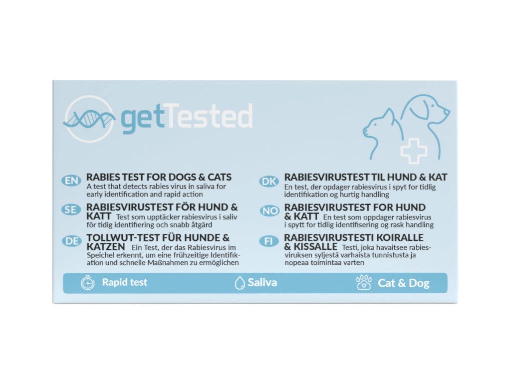 GetTested Tollwut-Test für Hunde & Katzen. Schnelltest zur Erkennung von Tollwut in Speichelproben.
