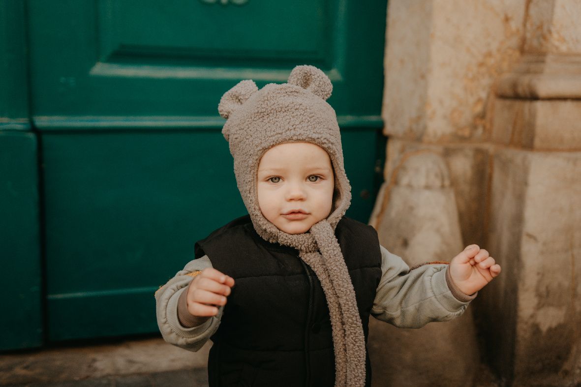 T-TOMI Cap TEDDY Grey (0-3 Monate)