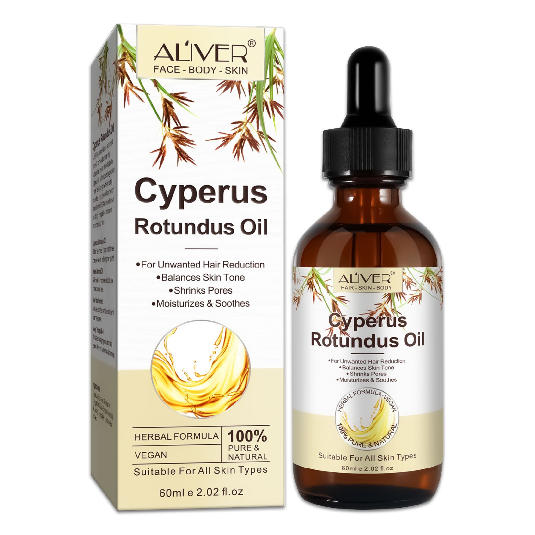 Aliver Cyperus Rotundus Öl Pflege zur Haarentfernung und Reduzierung Haarwachstum