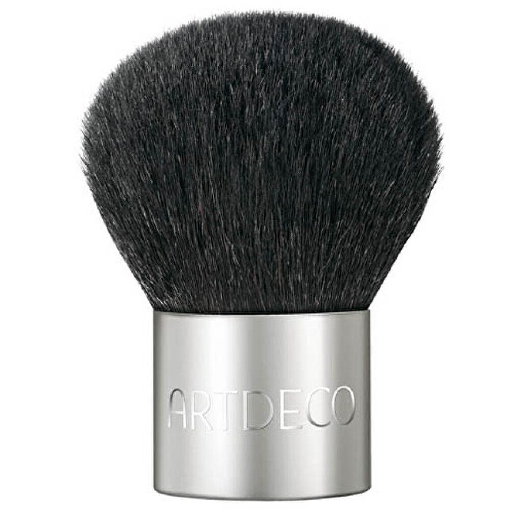 Runder Pinsel mit schwarzem Borstenkopf und silberfarbenem Griff. Der Griff trägt die Marke ARTDECO.