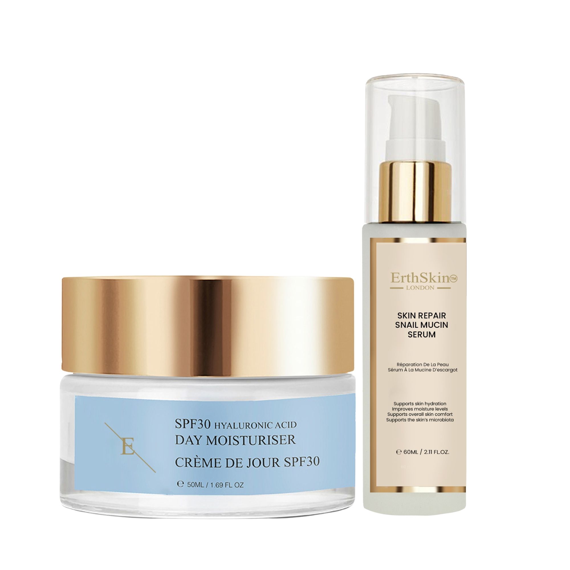 ErthSkin London Hautregenerierendes Schneckenserum + LSF 30 Tagescreme