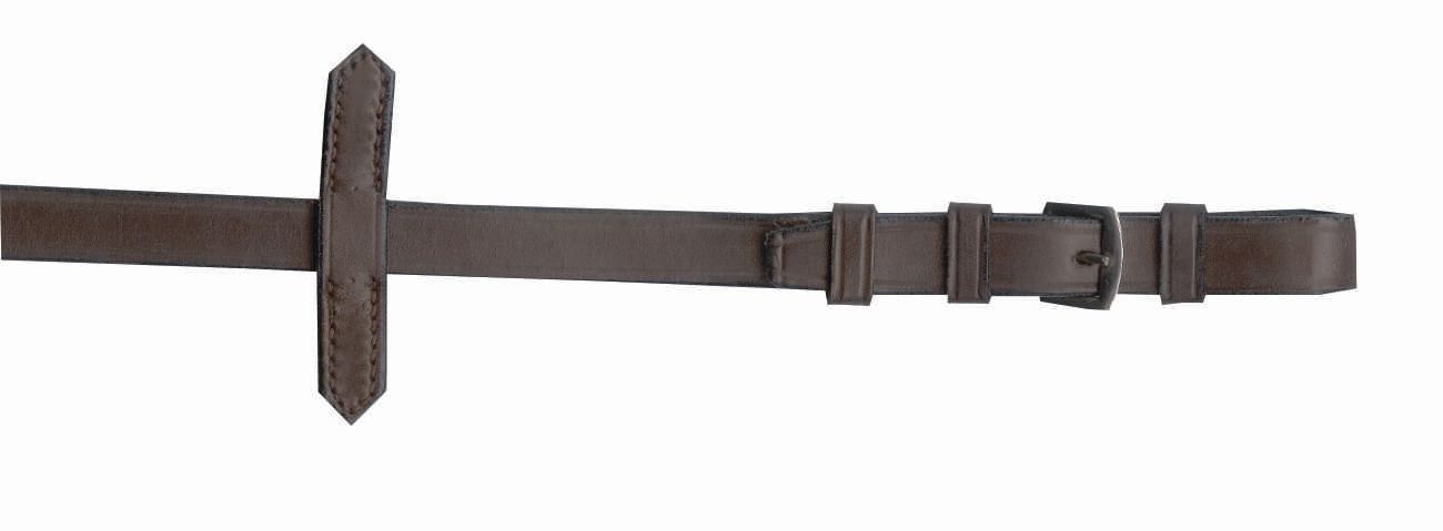 Gurtzügel mit Stegen, braunes Leder, silberfarbene Schnallen. Detailansicht. Gebleicht.