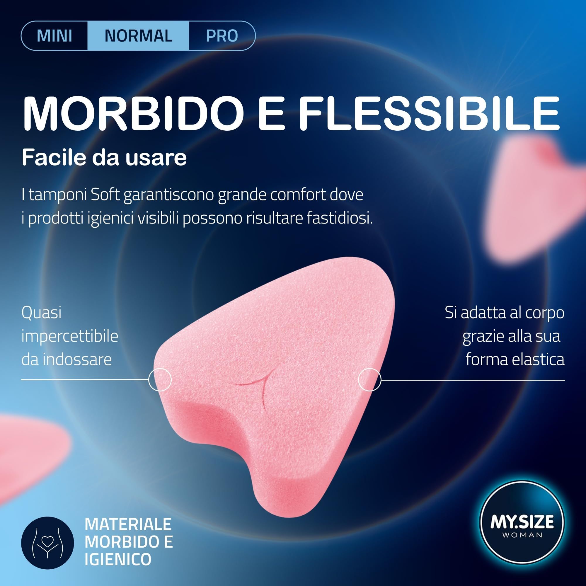 MY.SIZE Woman Soft Tampons Normal. Rosa Tampon aus weichem, flexiblem Material.