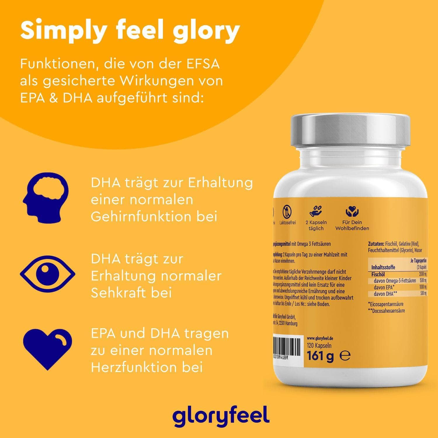 Gloryfeel® Omega 3 Fischöl Kapseln 120 St Shop Apotheke