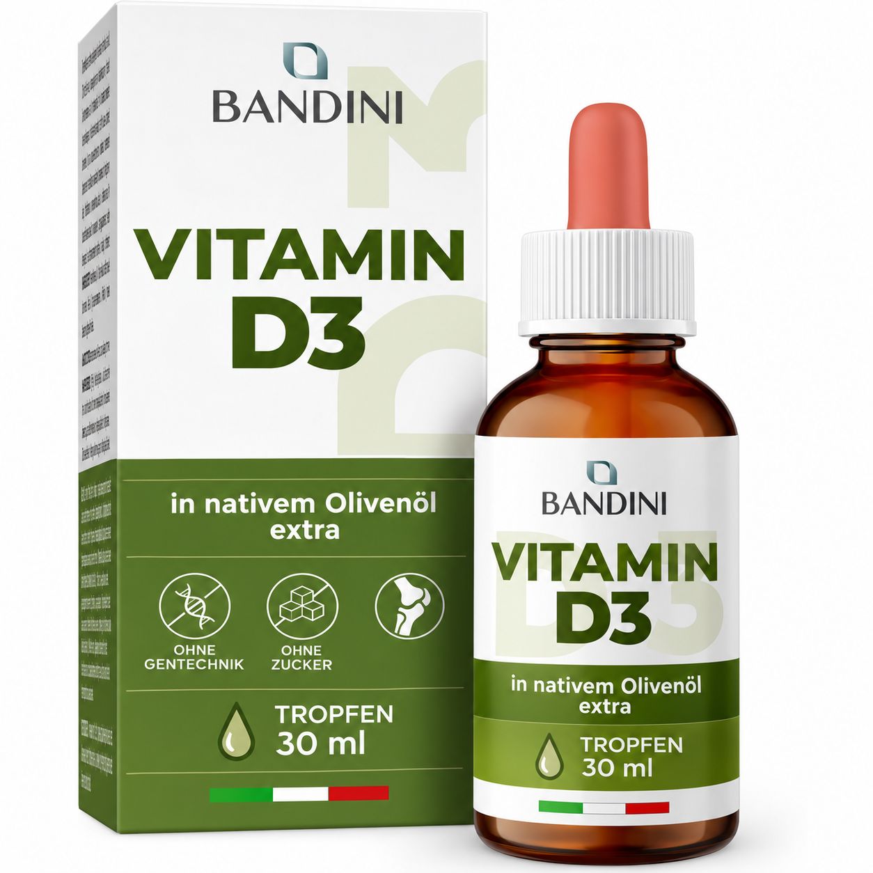 Bandini Vitamina D3 Tropfen, 30 ml. Praktische Dosierung, sorgfältige Auswahl.