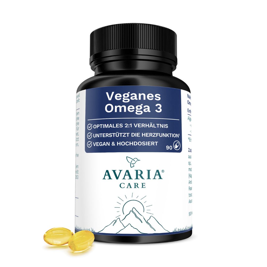 AVARIA CARE® Veganes Omega 3 – hochdosiert – 450mg EPA & 900mg DHA – life's® OMEGA
