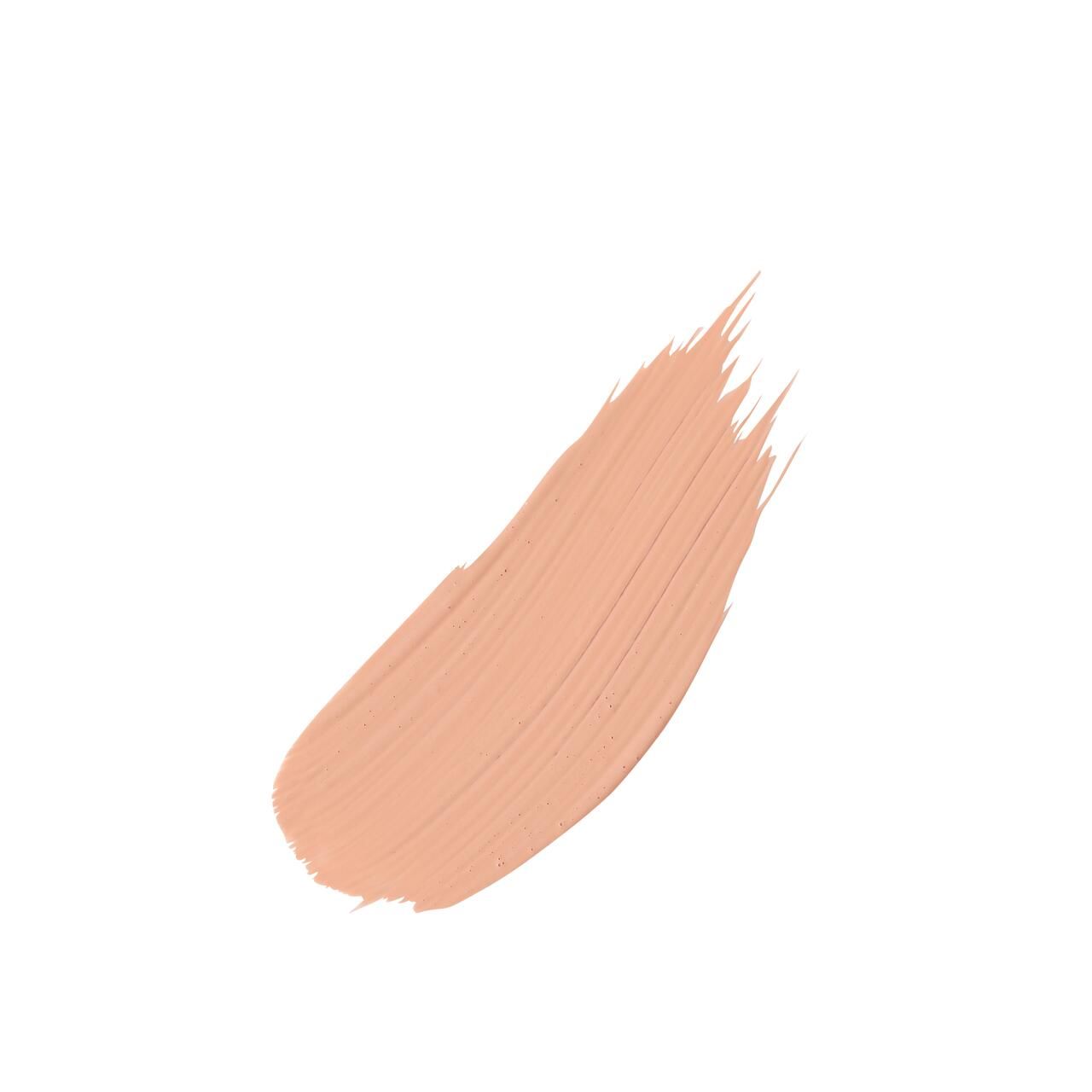 Heller Make-up-Strich. Farbton: hellbeige. Textur sichtbar. Auf weißem Hintergrund.