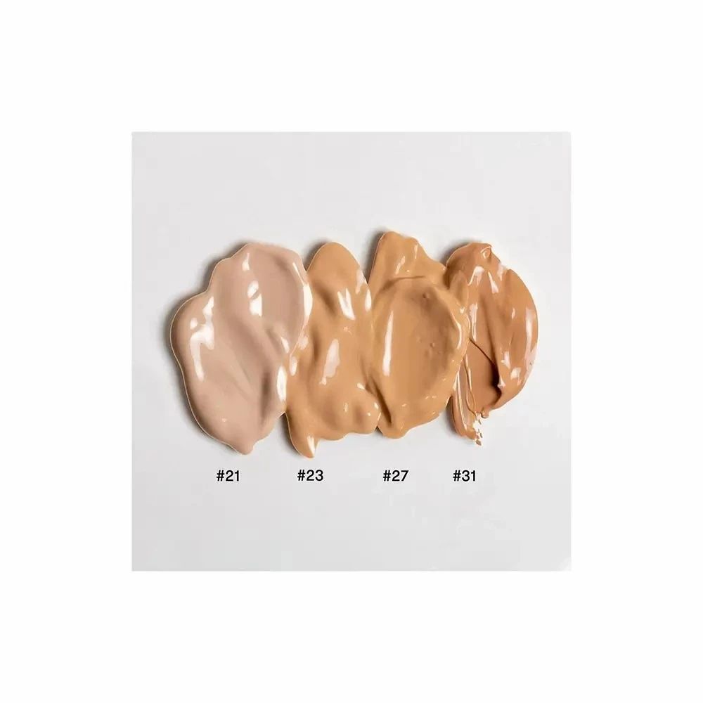 Vier Farbproben von MIZON BB Cream: #21, #23, #27, #31.