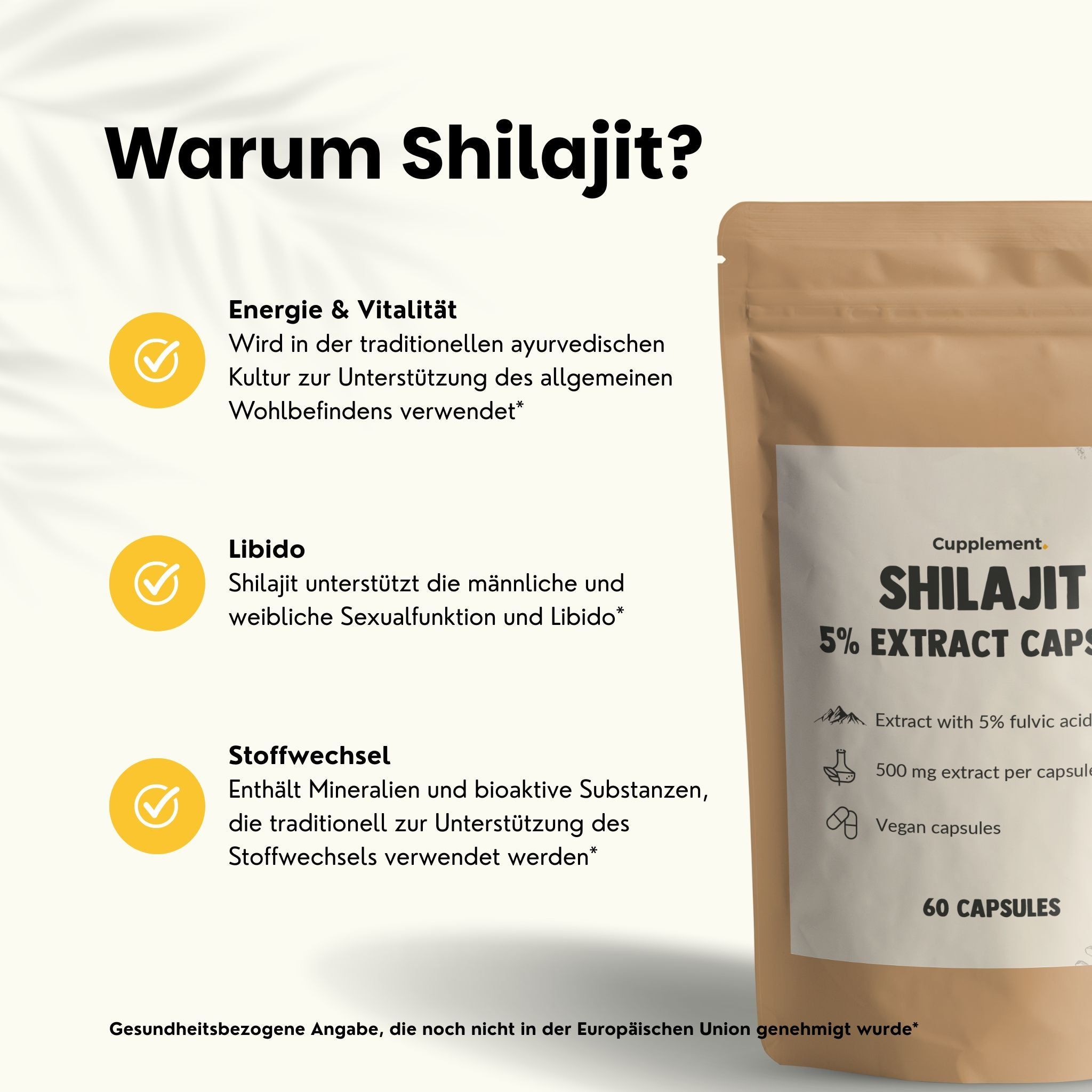 Kunden bewerten uns mit 4,7/5. Bewertungen. Shilajit-Kapseln. 60 Kapseln. Vegan. Extrakt.