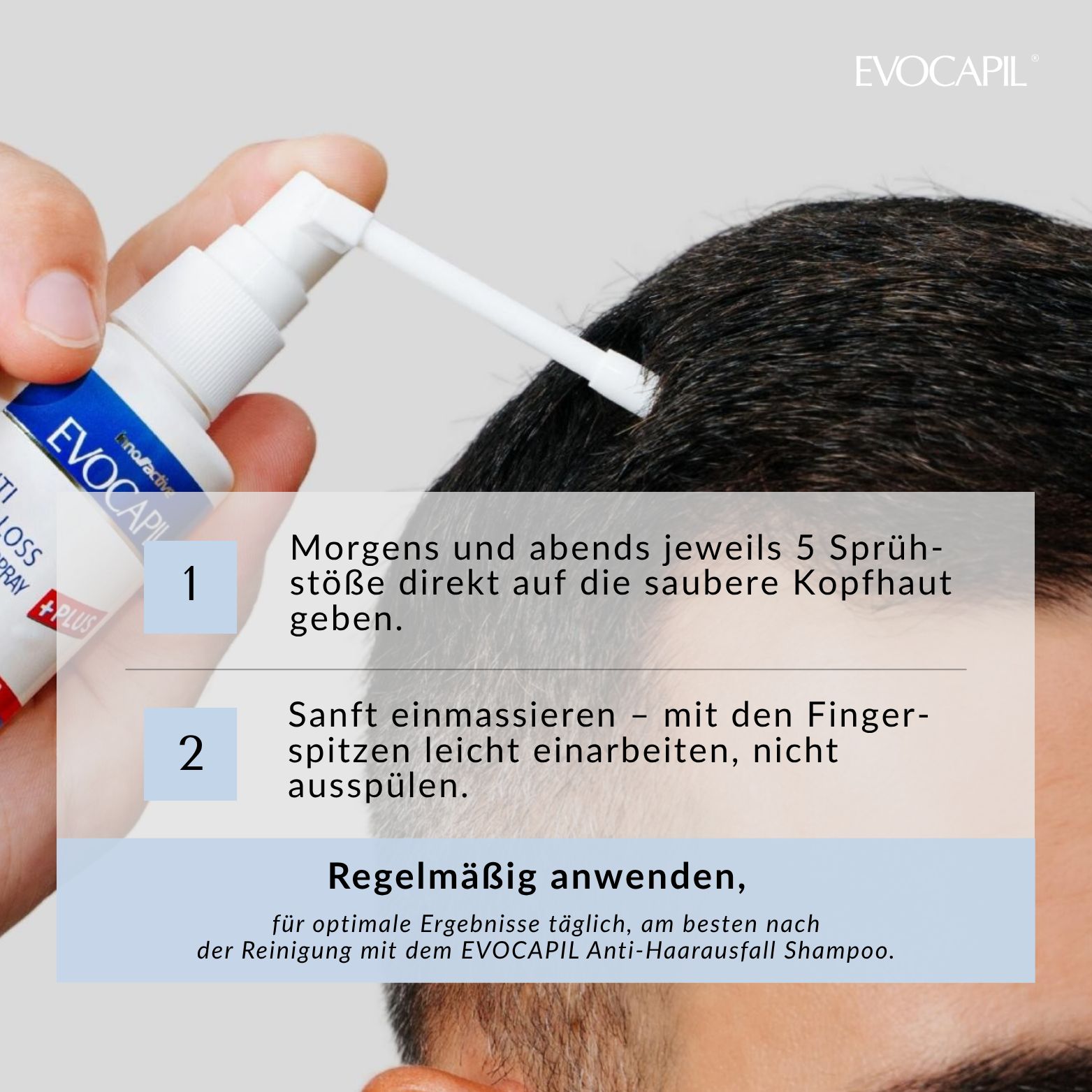 Evocapil Plus Produktlinie: Shampoo, Schaum, Spray, Panthenol Schaum, Tabletten.