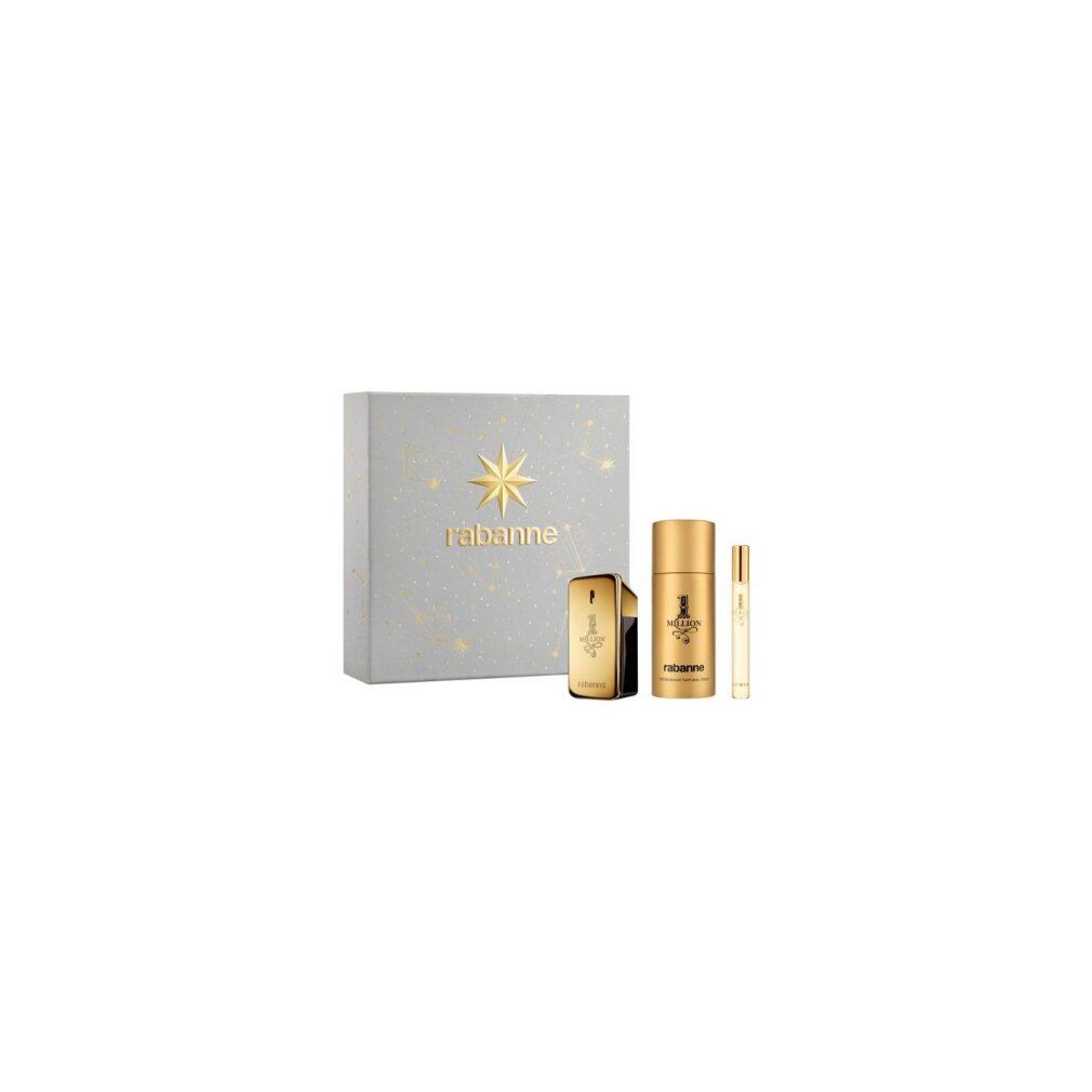 Geschenkset mit 1 Million Eau de Toilette, Deospray und Reisezerstäuber von Rabanne.