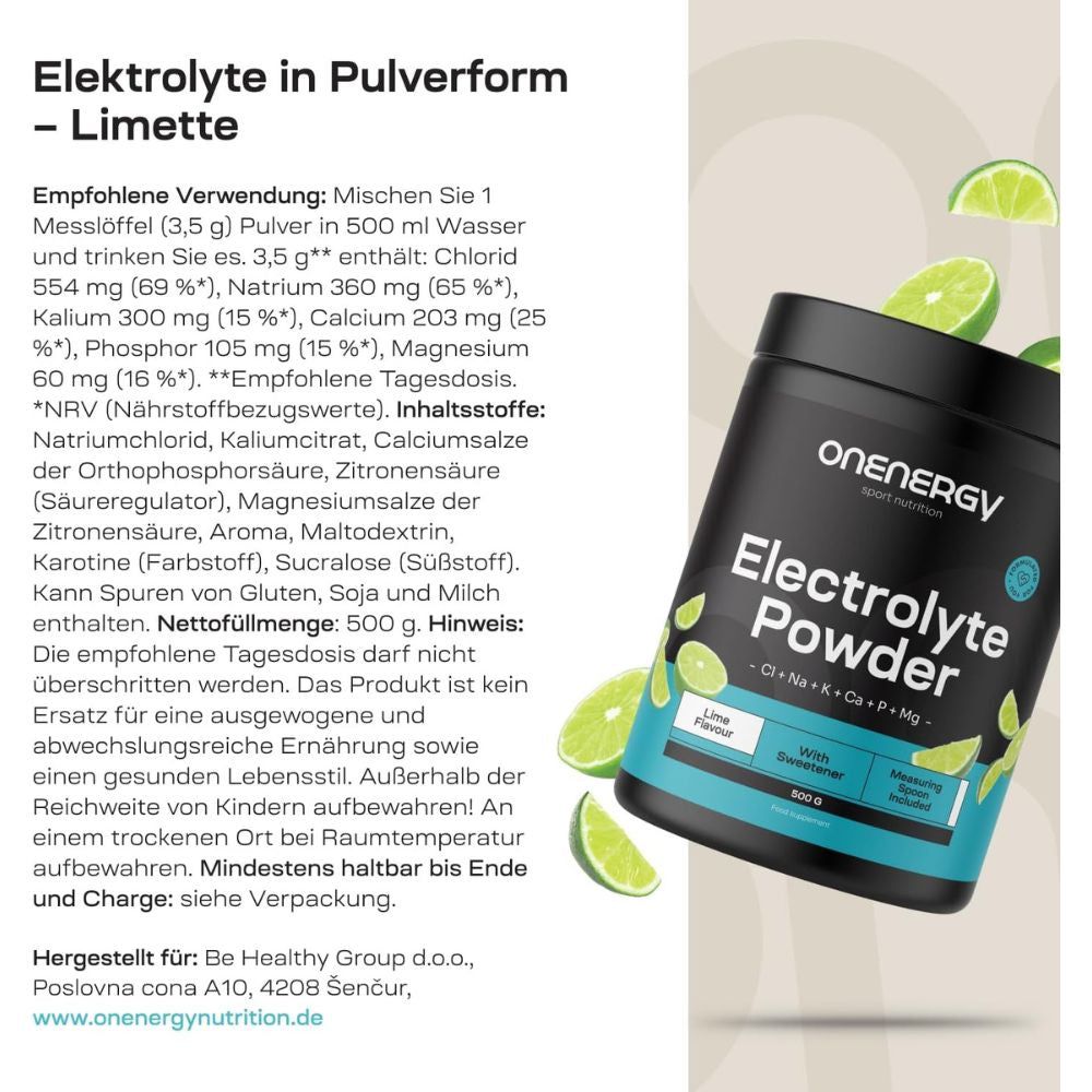 OnEnergy Elektrolyt Pulver Dose, Limetten, 500g.