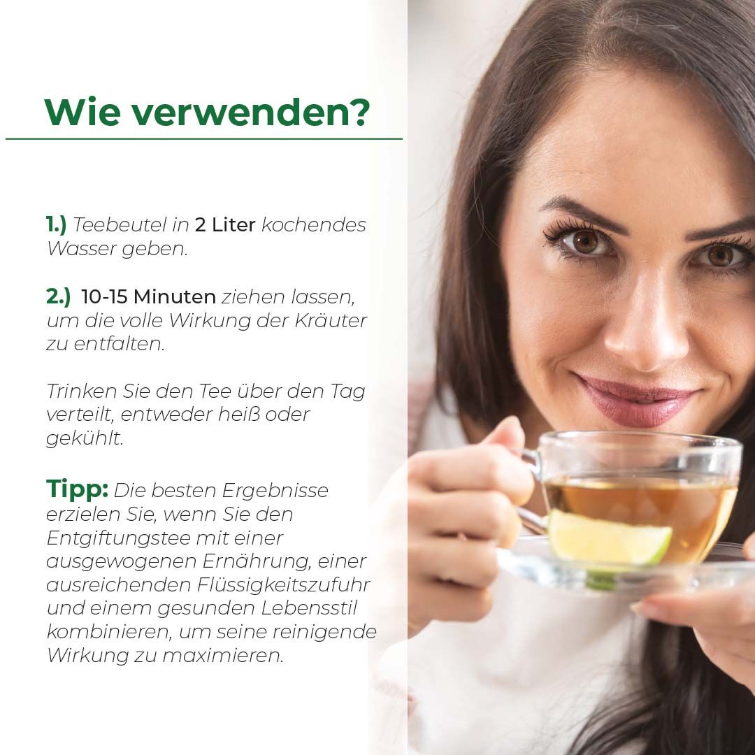 Biostile Detox Tee Packung mit Kräutern und detaillierten Inhaltsstoffangaben.