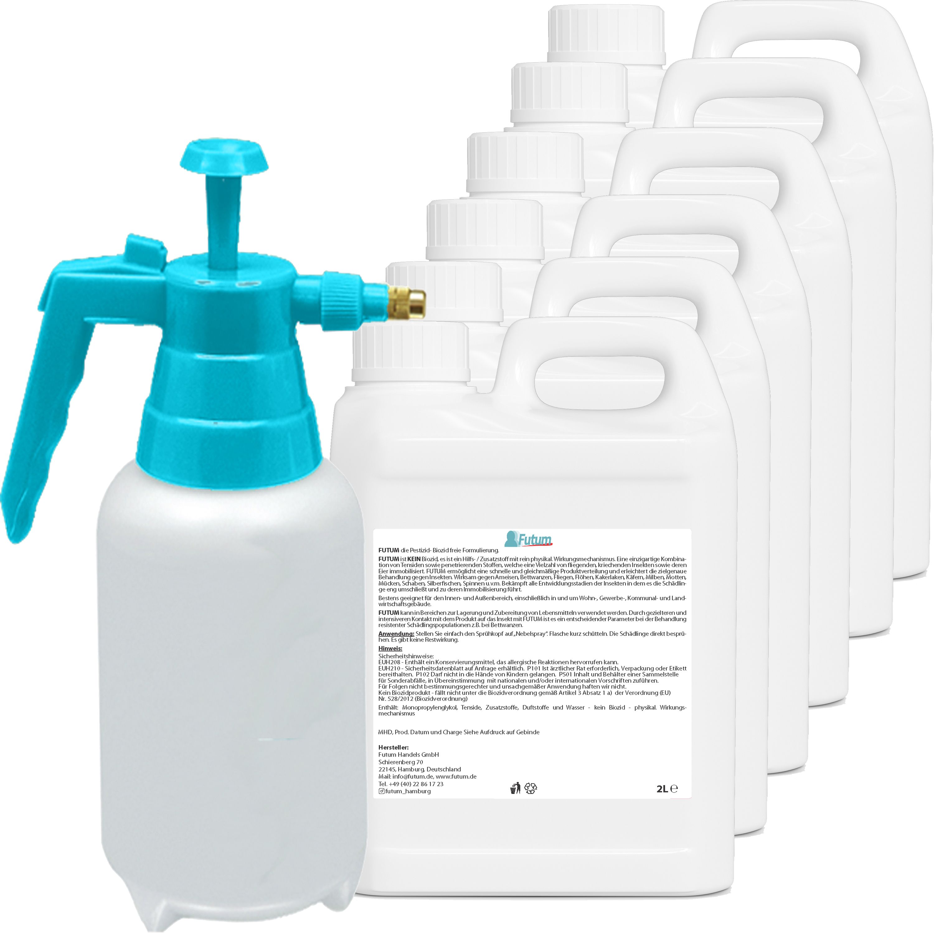 FUTUM 6x2L Zecken- / Mückenspray + 2L Sprüher