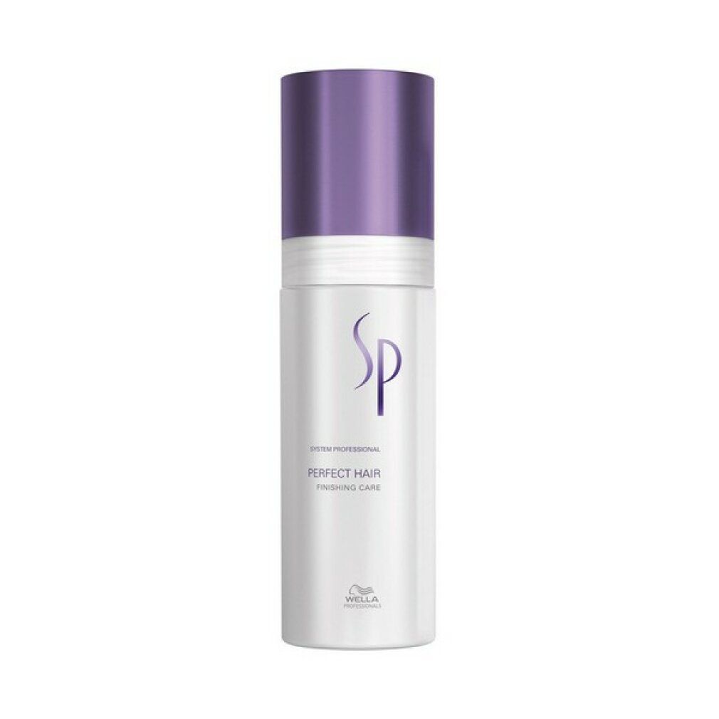 Weiße Flasche mit lila Deckel. Aufschrift: SP, PERFECT HAIR. Wella-Logo.