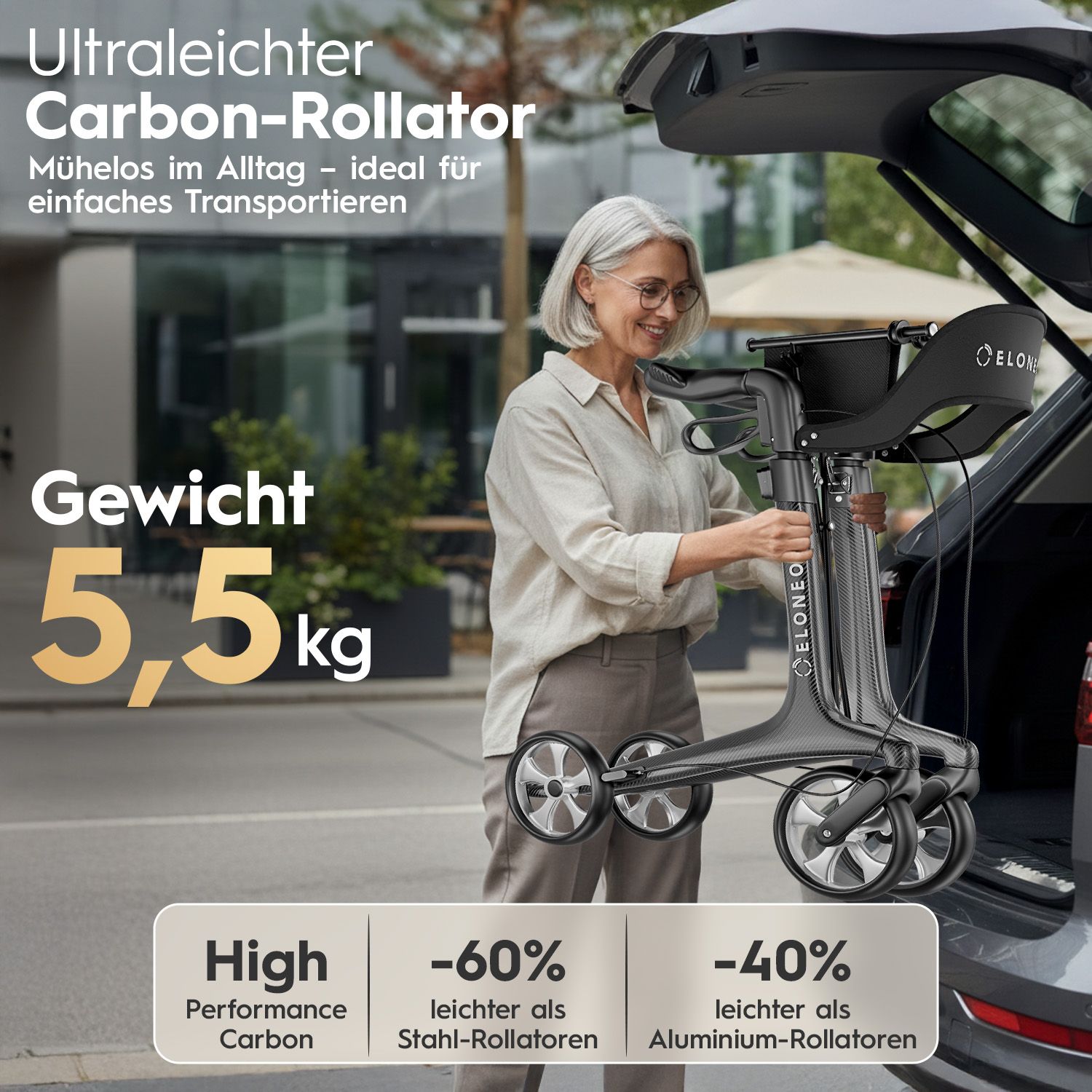 ELONEO Carbon Rollator - L