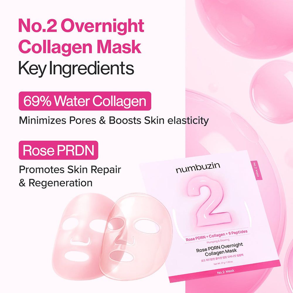 NUMBUZIN Nr.2 Rose PDRN Overnight Collagen Hydrogel-Maske