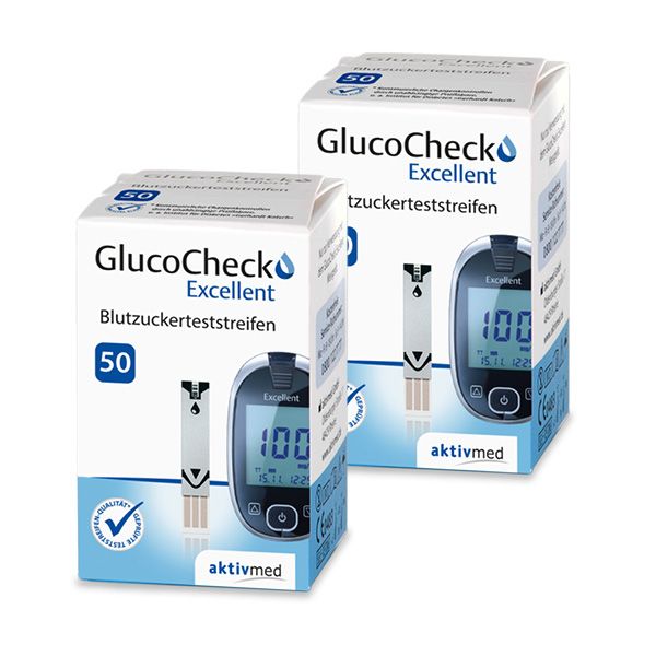 GlucoCheck Excellent Mess-Set zur Blutzuckerkontrolle mit 110 Streifen