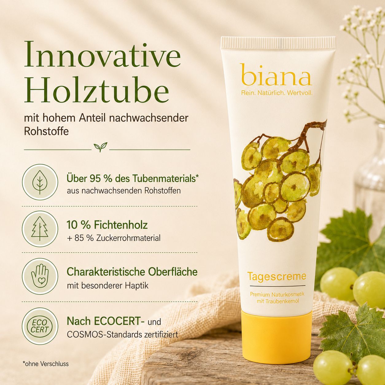 biana Tagescreme – Premium Naturkosmetik mit Traubenkernöl OPC