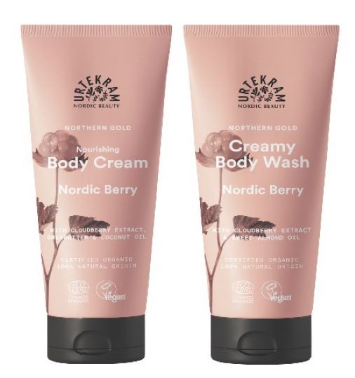 Urtekram Duschgel und Body Cream Nordic Berry Set für trockene Haut