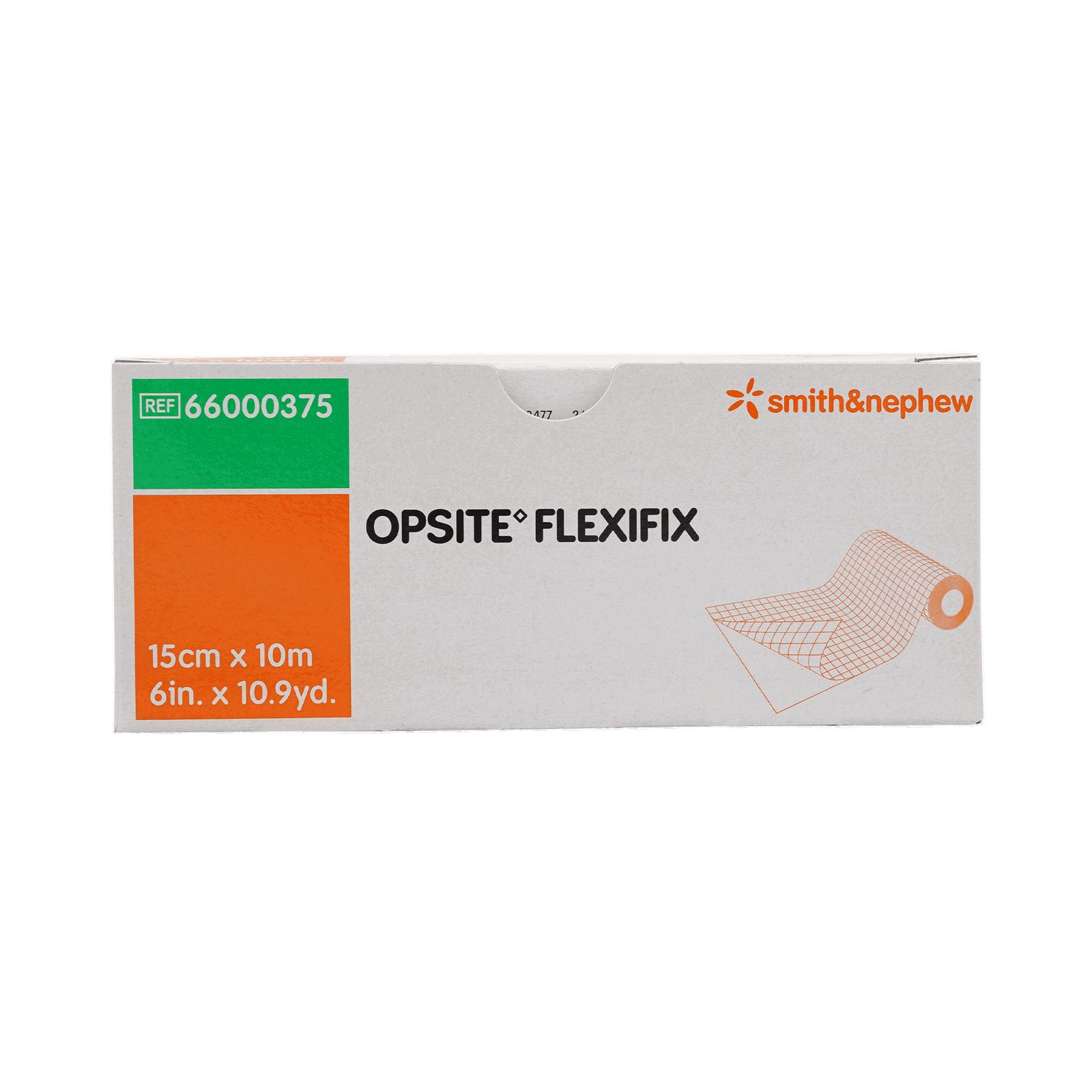 Verpackung mit Produktnamen und Größenangabe. Marke Smith & Nephew. Orangefarbener Bereich mit Produktinformationen.