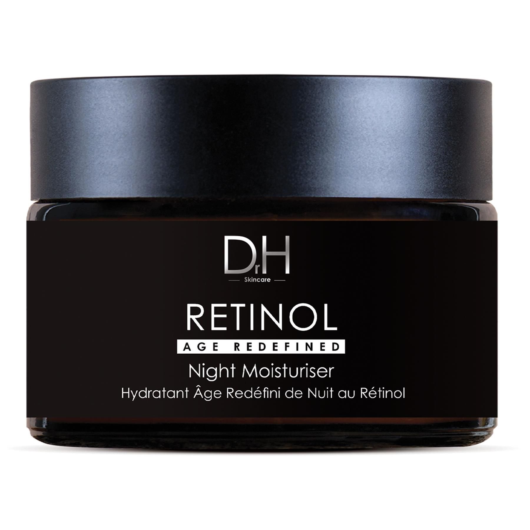 Dr H Retinol Age Redefined Nachtcreme im dunklen Glasbehälter.