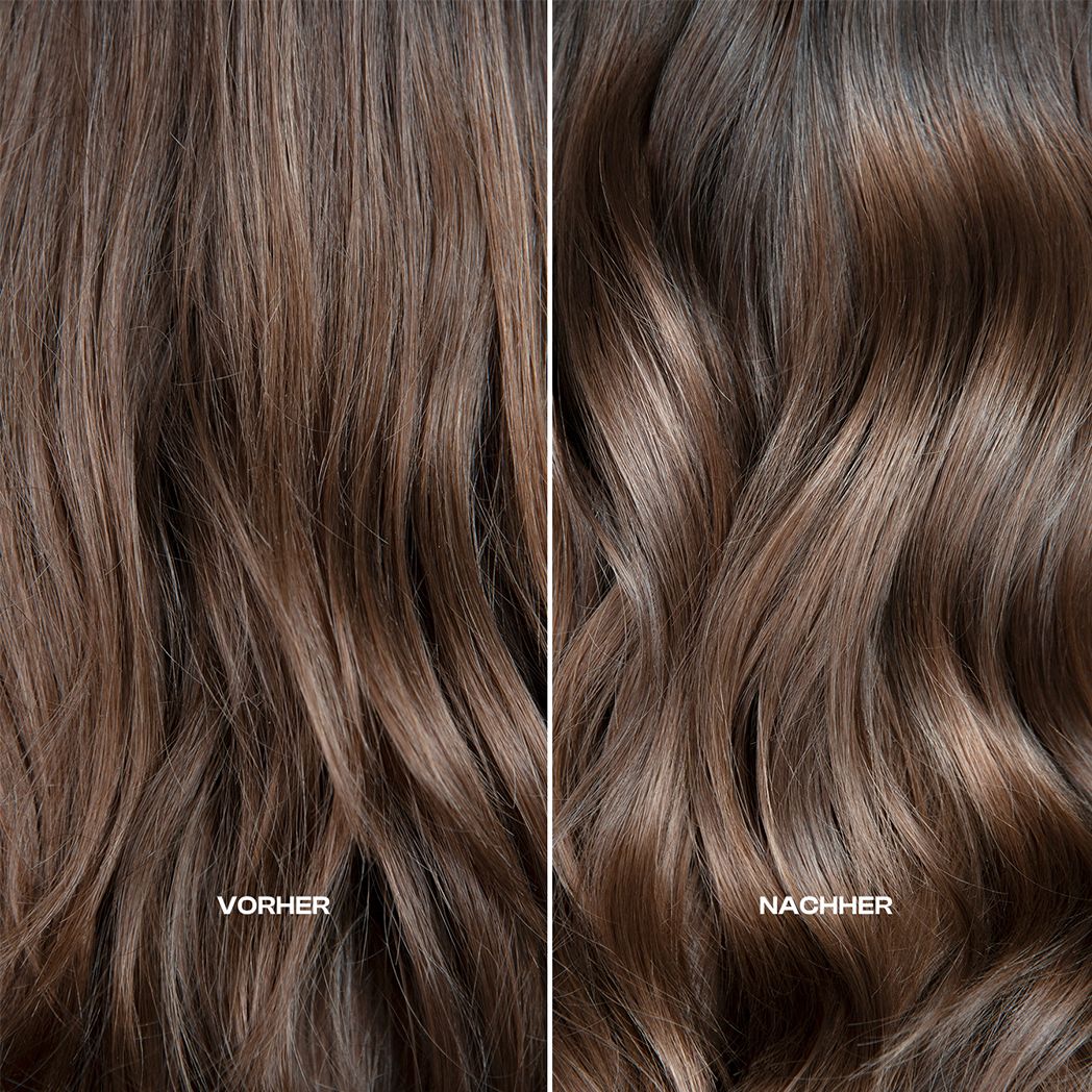 Vergleich von Haaren: Vorher und Nachher. Hellbraune Haare.
