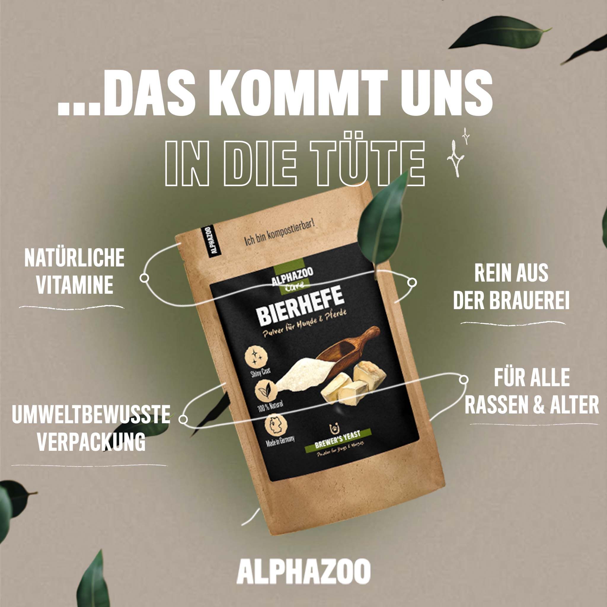 ALPHAZOO Bierhefe Pulver für Hunde und Katzen