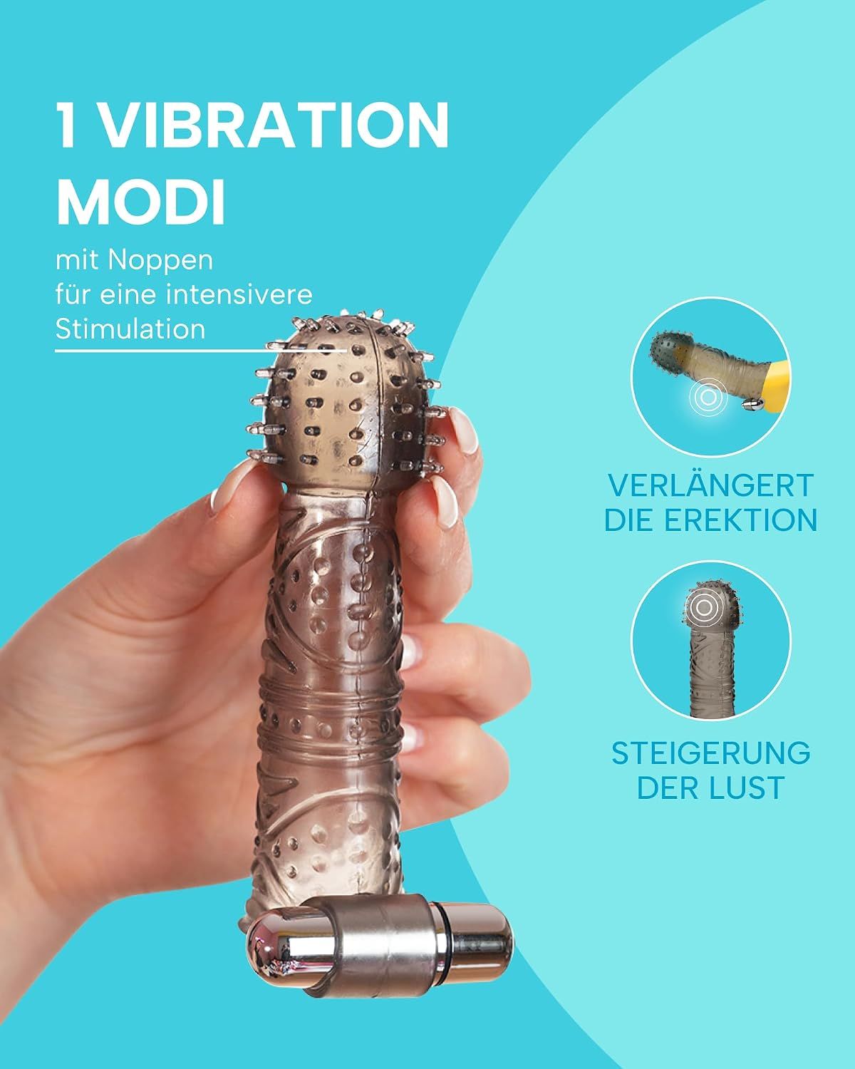 Silikon-Vibrator mit Noppen und Rillen, 21 cm lang, 3 cm Durchmesser.